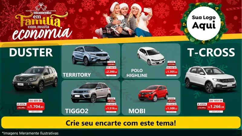 Modelo de TV para TV Horizontal com o tema Momento em Família (Natal) para Concessionaria de Carros