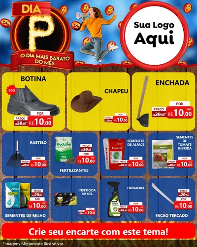 Modelo de Rede Social para Feed Instagram com o tema Dia P - O Dia Mais Barato Do Mês para Agropecuária