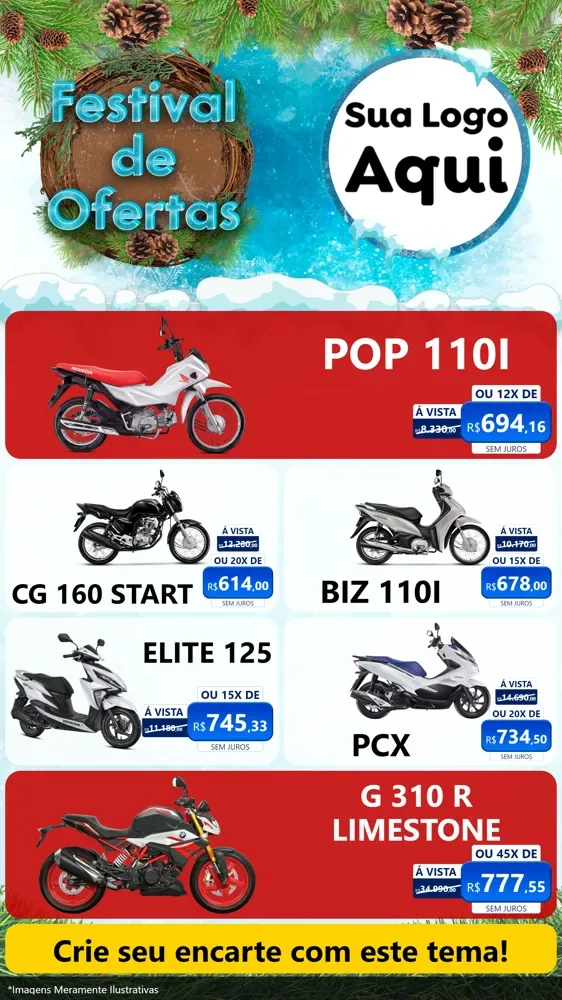 Modelo de TV para TV Vertical com o tema Festival de Ofertas - Inverno para Concessionaria de Motos