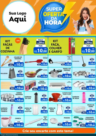 Modelo de Encarte para Encarte A4 Vertical com o tema Super Oferta da Hora para Utilidades Domésticas