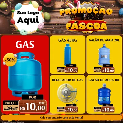 Modelo de Rede Social para Feed Facebook com o tema Promoção Páscoa para Água e gás
