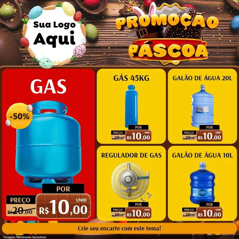 Modelo de Rede Social para Feed Facebook com o tema Promoção Páscoa para Água e gás