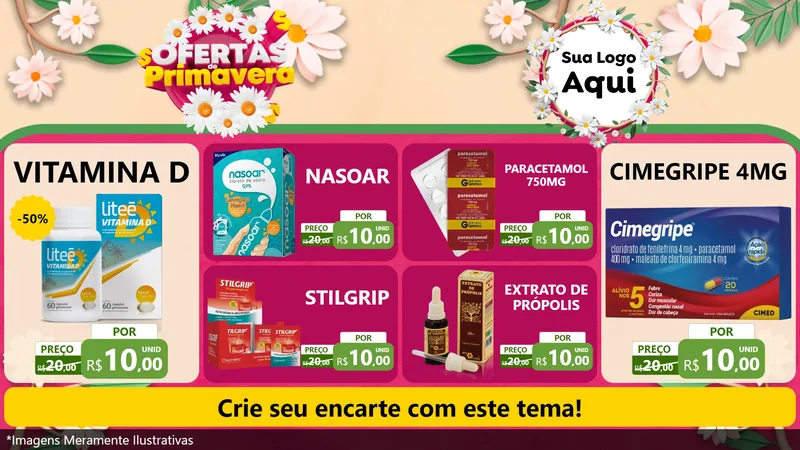 Modelo de TV para TV Horizontal com o tema Ofertas de Primavera para Farmácia