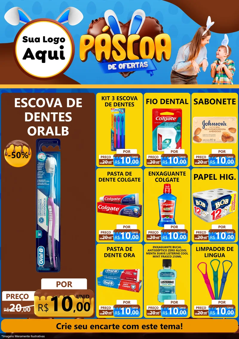 Modelo de Encarte para Encarte A4 Vertical com o tema Páscoa de Ofertas para Higiene Pessoal