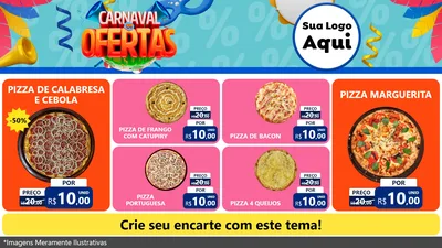 Modelo de TV para TV Horizontal com o tema Carnaval de Ofertas para Pizzaria