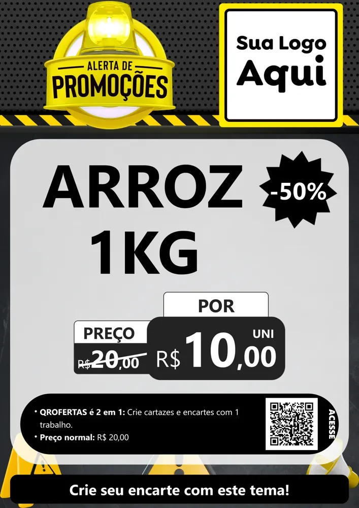 Modelo de Cartaz para Cartaz A4 Vertical com o tema Alerta de Promoções para Supermercado
