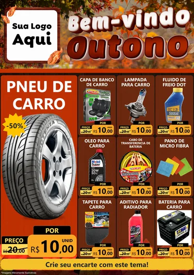 Modelo de Encarte para Encarte A4 Vertical com o tema Bem-vindo Outono para Auto peças
