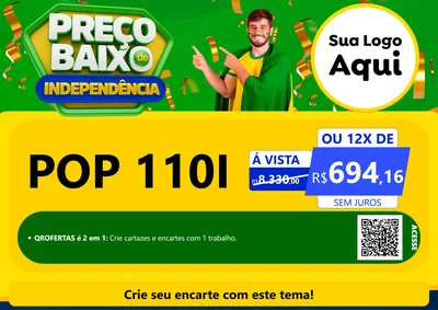 Modelo de Cartaz para Cartaz A4 Horizontal com o tema Preço Baixo de Independência para Concessionaria de Motos