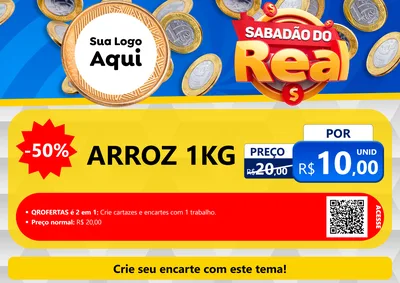 Modelo de Cartaz para Cartaz A4 Horizontal com o tema Sabadão do Real para Supermercado