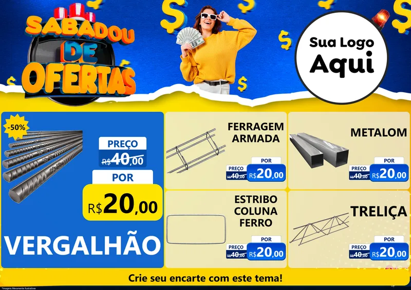 Modelo de Encarte para Encarte A4 Horizontal com o tema Sabadou de Ofertas para Ferragens