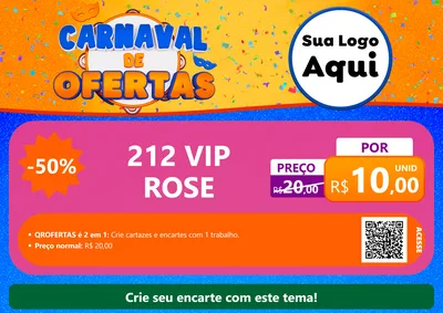 Modelo de Cartaz para Cartaz A4 Horizontal com o tema Carnaval de Ofertas para Perfumes