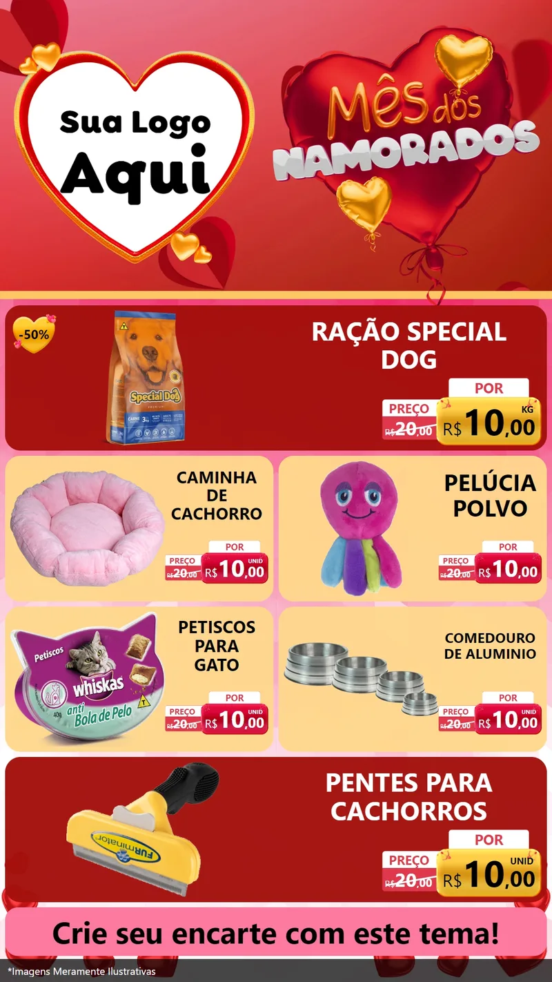Modelo de TV para TV Vertical com o tema Mês dos Namorados para Pet Shop