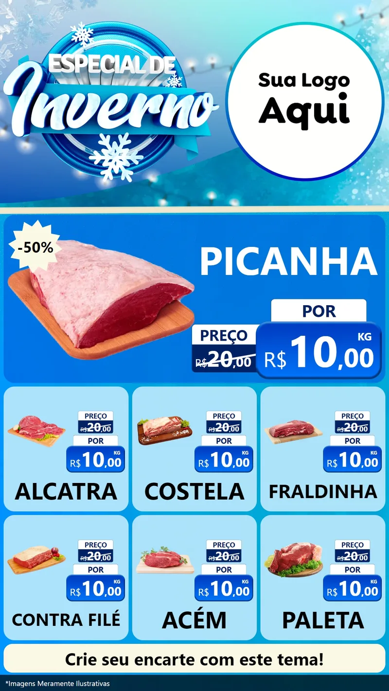 Modelo de Rede Social para Stories com o tema Especial de Inverno para Açougue