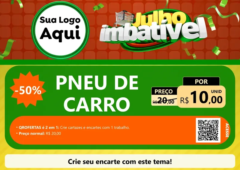 Modelo de Cartaz para Cartaz A4 Horizontal com o tema Julho Imbatível para Auto peças