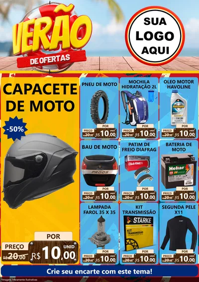 Modelo de Encarte para Encarte A4 Vertical com o tema Verão de Ofertas para Moto peças