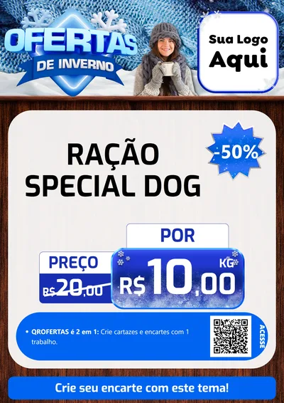 Modelo de Cartaz para Cartaz A4 Vertical com o tema Ofertas de Inverno para Pet Shop