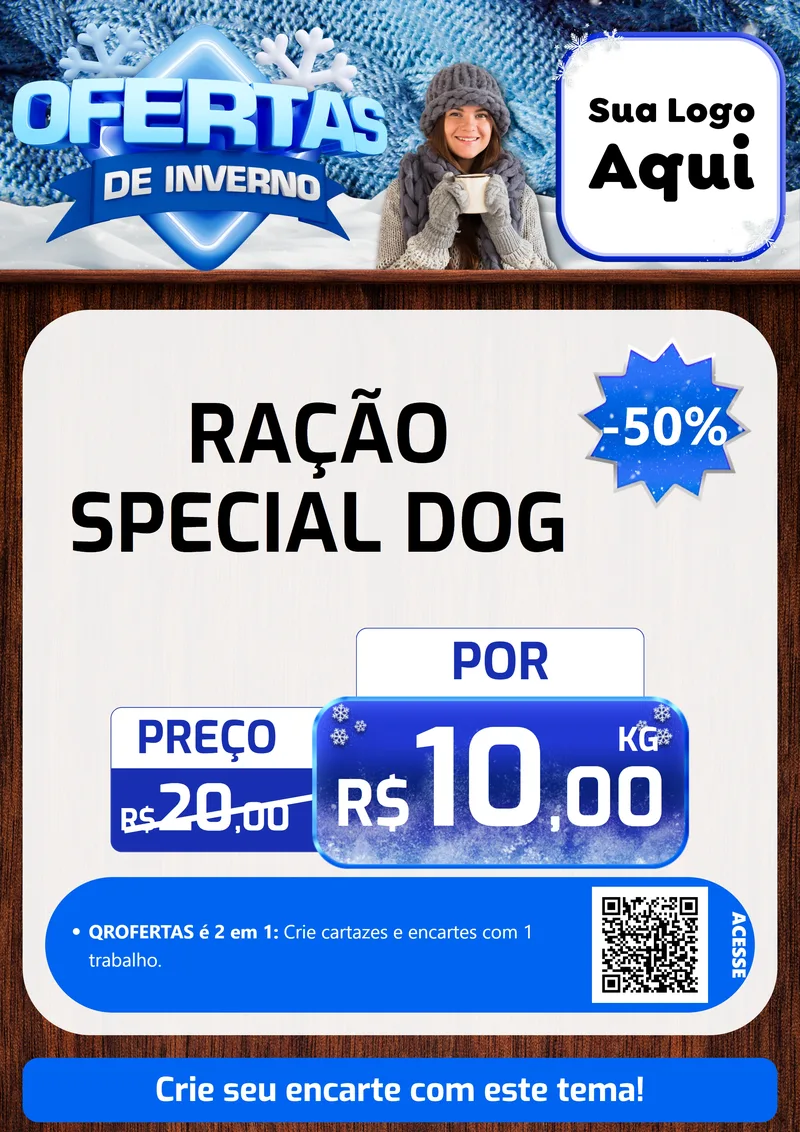 Modelo de Cartaz para Cartaz A4 Vertical com o tema Ofertas de Inverno para Pet Shop