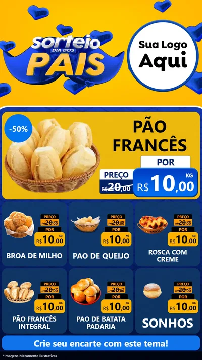 Modelo de Rede Social para Stories com o tema Sorteio Dia dos Pais para Padaria