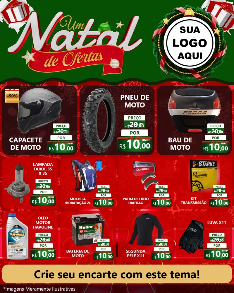 Modelo de Rede Social para Feed Instagram com o tema Um Natal de Ofertas para Moto peças