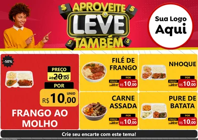 Modelo de Encarte para Encarte A4 Horizontal com o tema Aproveite e Leve Também para Restaurante
