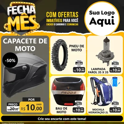 Modelo de Rede Social para Feed Facebook com o tema Fecha Mês para Moto peças