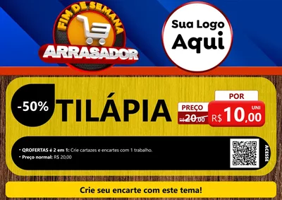 Modelo de Cartaz para Cartaz A4 Horizontal com o tema Fim De Semana Arrasador para Peixaria
