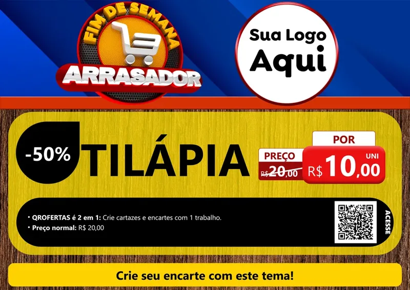 Modelo de Cartaz para Cartaz A4 Horizontal com o tema Fim De Semana Arrasador para Peixaria