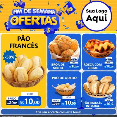 Modelo de Rede Social para Feed Facebook com o tema Fim de Semana de Ofertas para Padaria