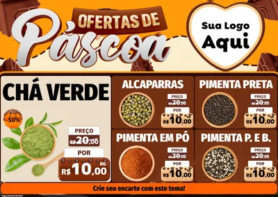 Modelo de Encarte para Encarte A4 Horizontal com o tema Ofertas de Páscoa para Produtos Naturais