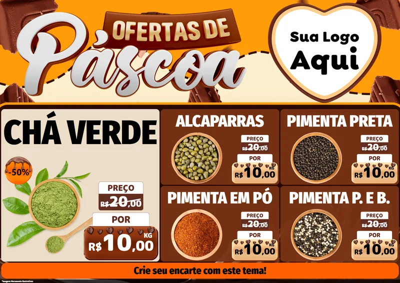 Modelo de Encarte para Encarte A4 Horizontal com o tema Ofertas de Páscoa para Produtos Naturais
