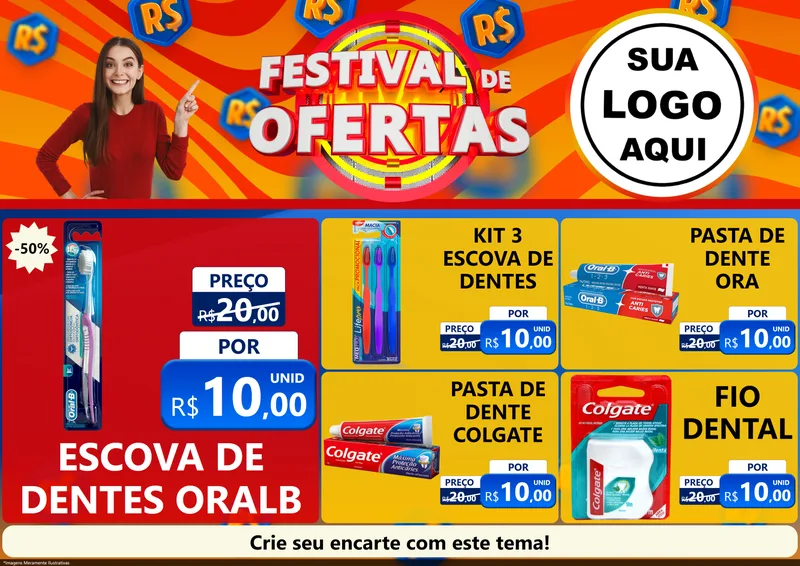 Modelo de Encarte para Encarte A4 Horizontal com o tema Festival de Ofertas para Higiene Pessoal