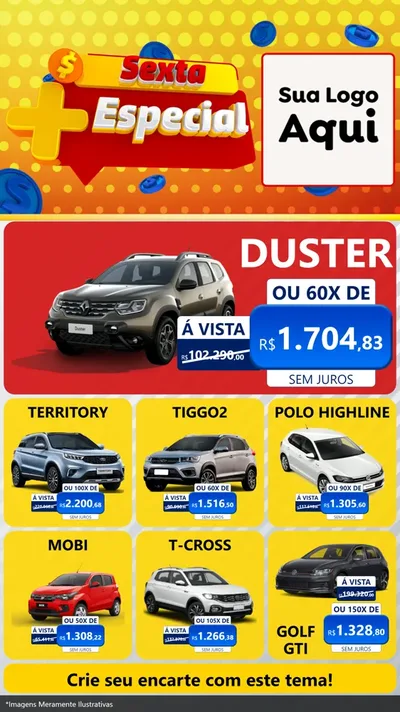 Modelo de Rede Social para Stories com o tema Sexta Mais Especial para Concessionaria de Carros