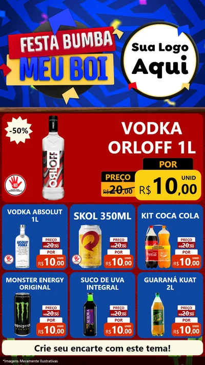 Modelo de Rede Social para Stories com o tema Festa Bumba meu Boi para Distribuidora de bebidas