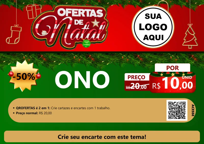 Modelo de Cartaz para Cartaz A4 Horizontal com o tema Ofertas de Natal para Óticas