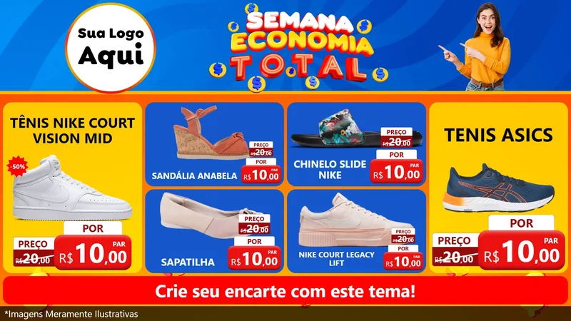 Modelo de TV para TV Horizontal com o tema Semana Economia Total para Calçados