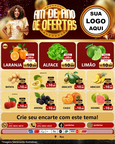 Modelo de Rede Social para Feed Instagram com o tema Fim de Ano de Ofertas para Hortifrúti