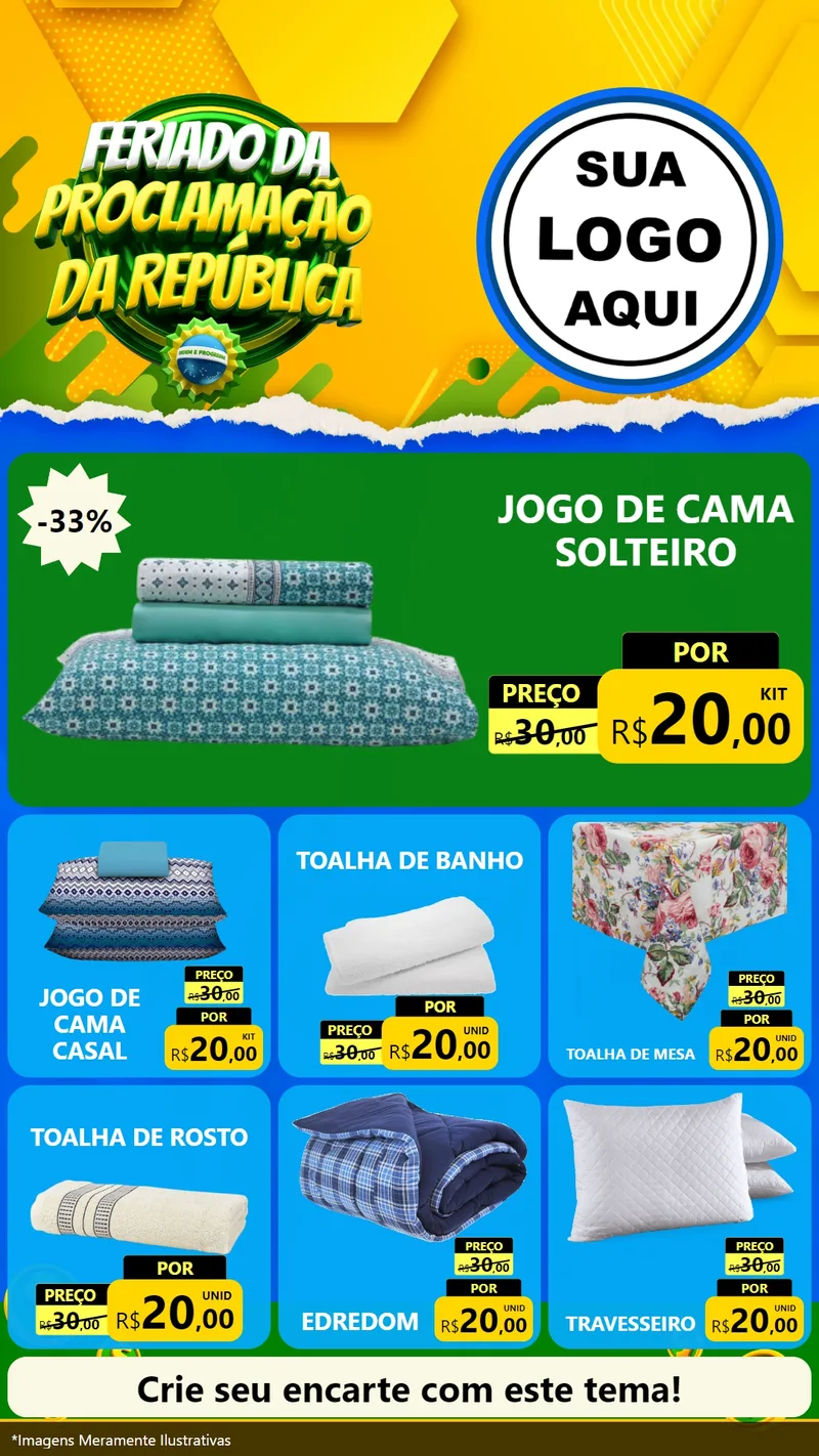 Modelo de Rede Social para Stories com o tema Feriado da Proclamação da República para Cama, Mesa e Banho