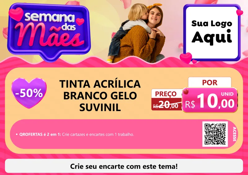 Modelo de Cartaz para Cartaz A4 Horizontal com o tema Semana das Mães para Tintas e Ferramentas