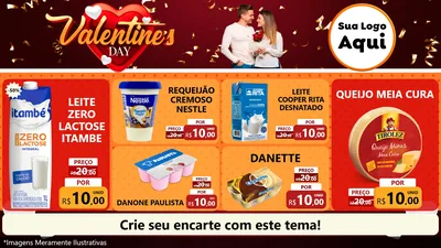Modelo de TV para TV Horizontal com o tema Valentine's Day para Frios e Laticínios