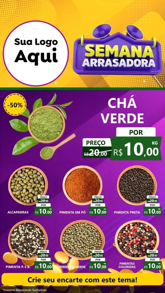 Modelo de Rede Social para Stories com o tema Semana Arrasadora para Produtos Naturais
