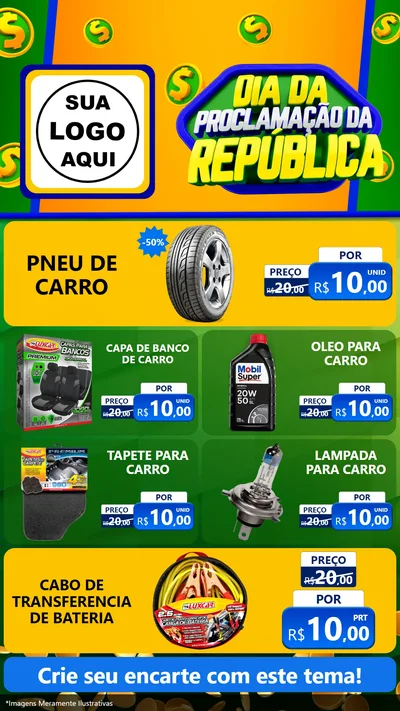 Modelo de TV para TV Vertical com o tema Dia Da Proclamação da República para Auto peças