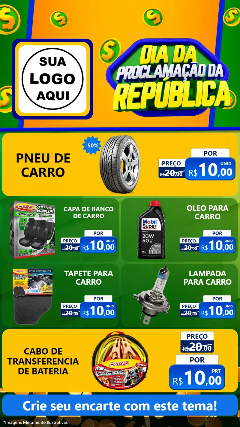 Modelo de TV para TV Vertical com o tema Dia Da Proclamação da República para Auto peças