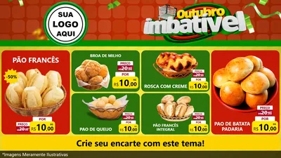 Modelo de TV para TV Horizontal com o tema Outubro Imbatível para Padaria