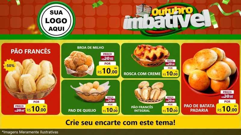 Modelo de TV para TV Horizontal com o tema Outubro Imbatível para Padaria