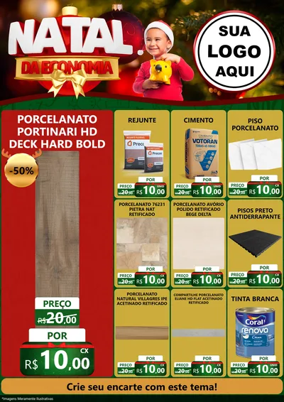 Modelo de Encarte para Encarte A4 Vertical com o tema Natal da Economia para Pisos e revestimentos