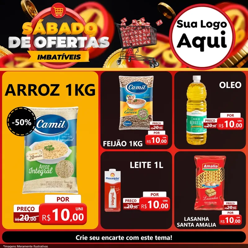 Modelo de Rede Social para Feed Facebook com o tema Sábado de Ofertas Imbatíveis para Supermercado