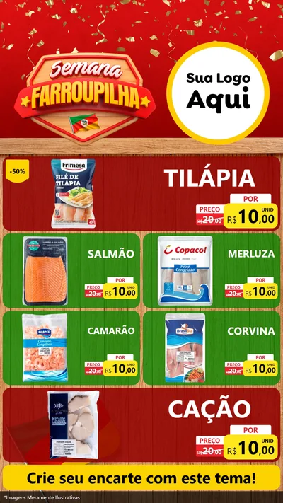 Modelo de TV para TV Vertical com o tema Semana Farroupilha para Peixaria