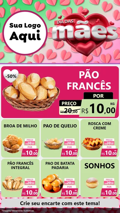 Modelo de Rede Social para Stories com o tema Dia das Mães para Padaria