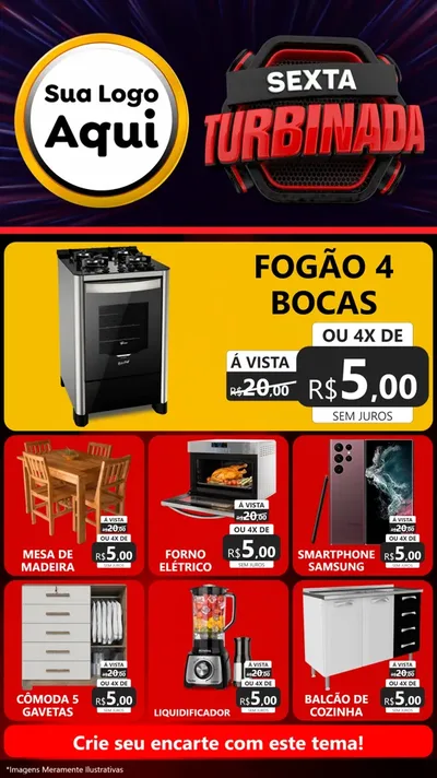 Modelo de Rede Social para Stories com o tema Sexta Turbinada para Móveis e Eletro