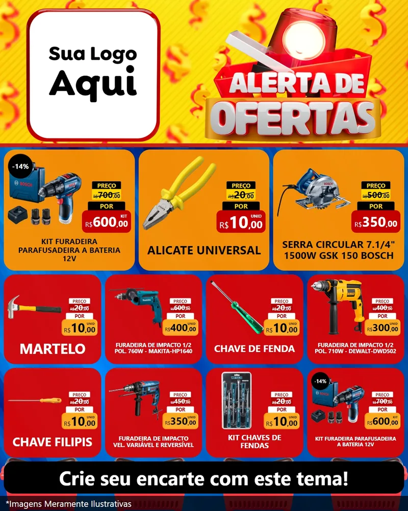 Modelo de Rede Social para Feed Instagram com o tema Alerta de Ofertas para Maquinas e Ferramentas